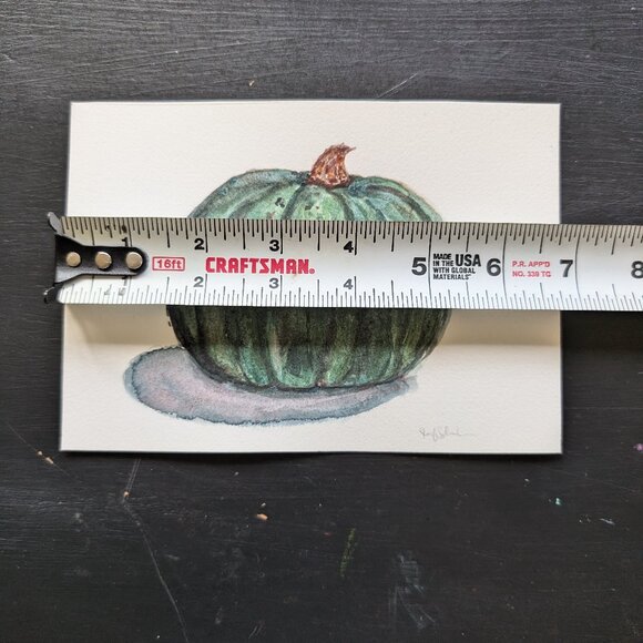 Original Watercolor Dark Green Minimalist Kabocha Squash - Picture 5 of 5